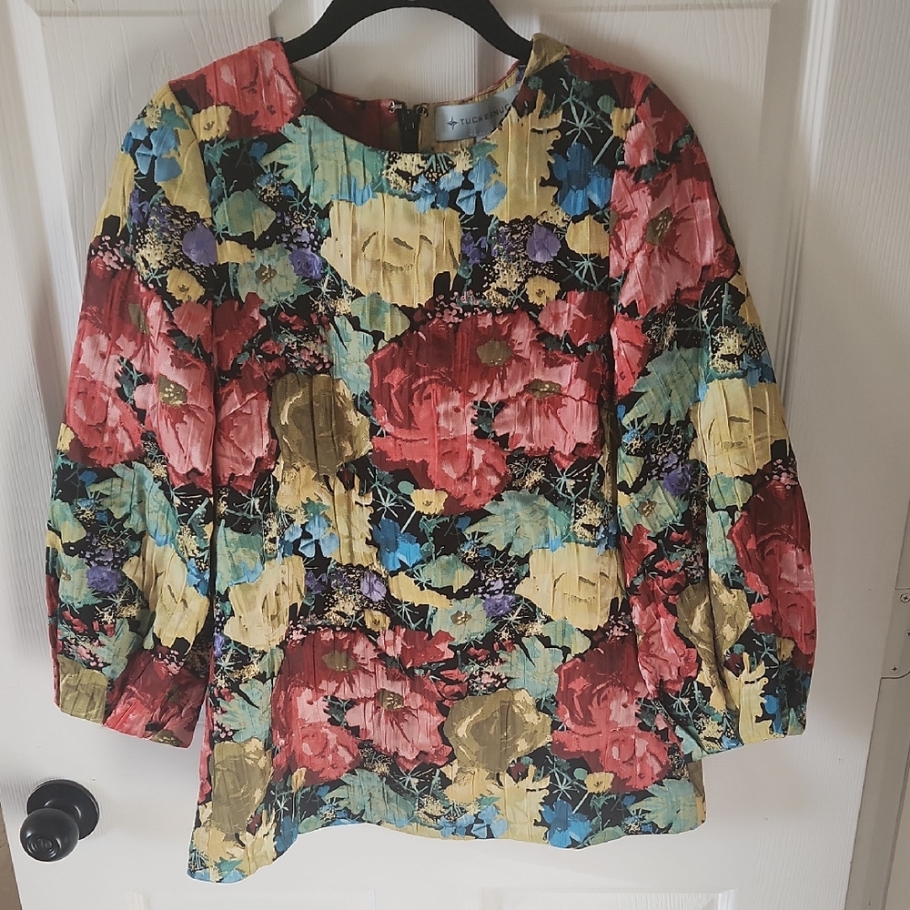 Tuckernuck Multicolor Puff Sleeve Floral Blouse, Sz XS